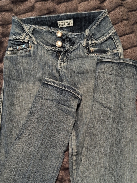 Sexy Diva Denim - Sergio Valente Grey-Blue Skinny Jeans with Stud Accents